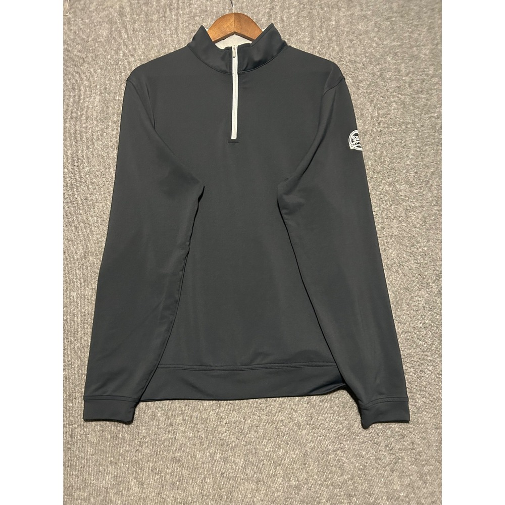 Peter millar perth 1/2 zip pullover mens black logo golf performance stretch L